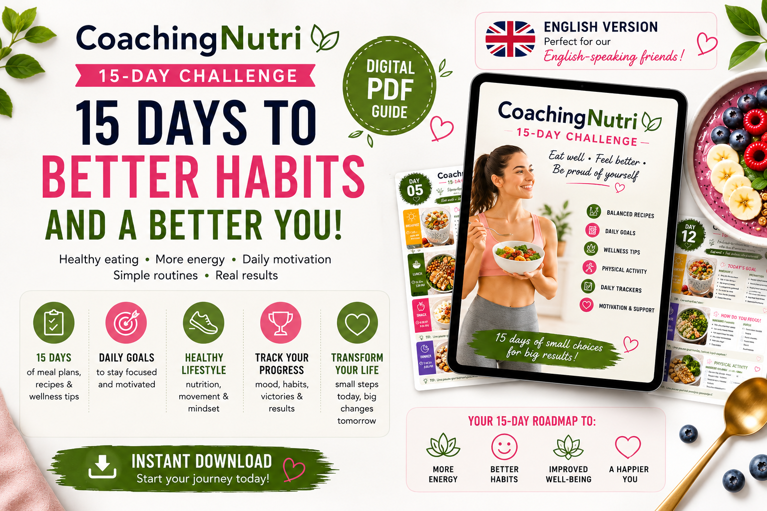 CoachingNutri – 15-Day Healthy Habits Challenge | Digital Nutrition & Wellness Guide
