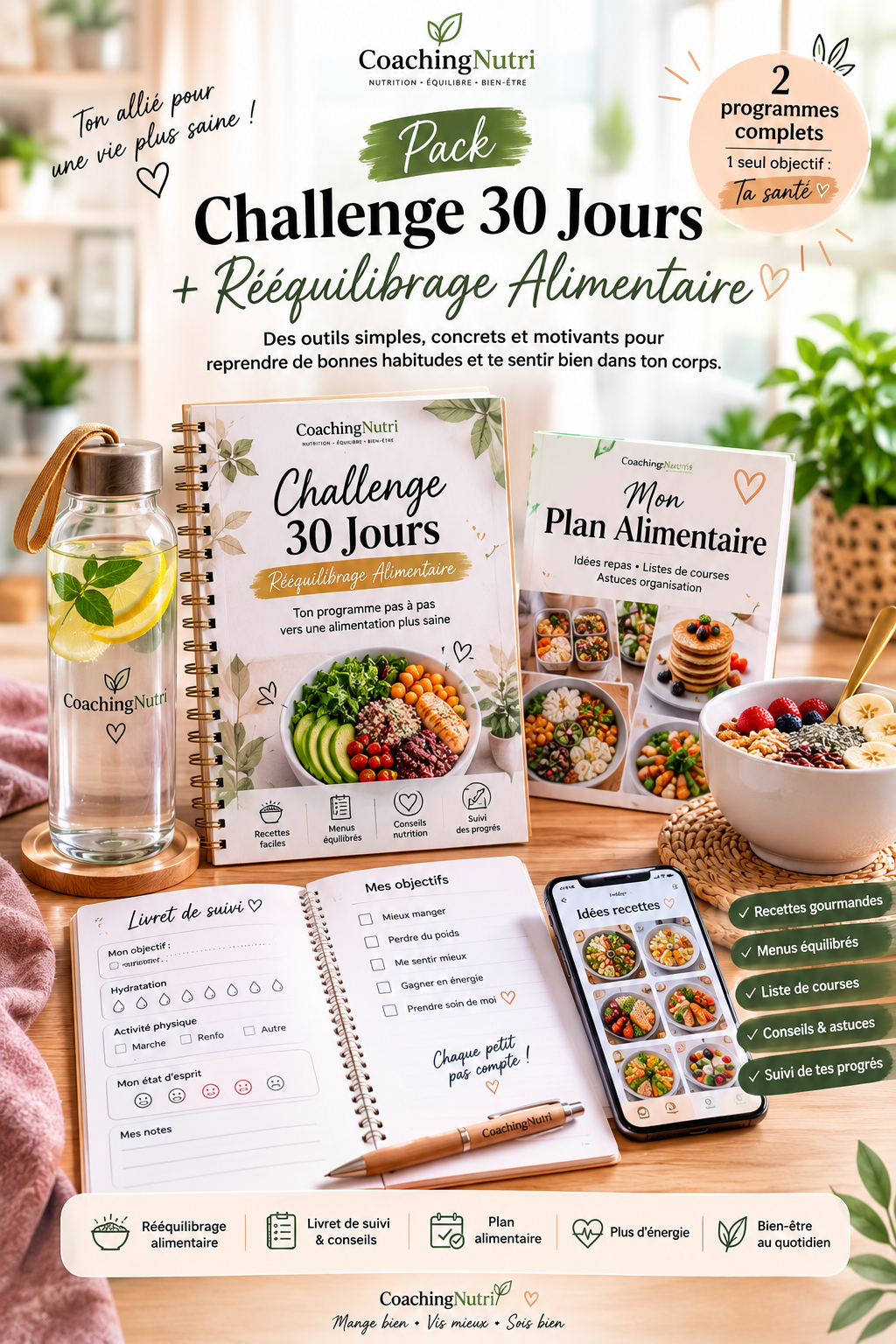 🌿 Pack CoachingNutri – Challenge 30 Jours + Rééquilibrage Alimentaire