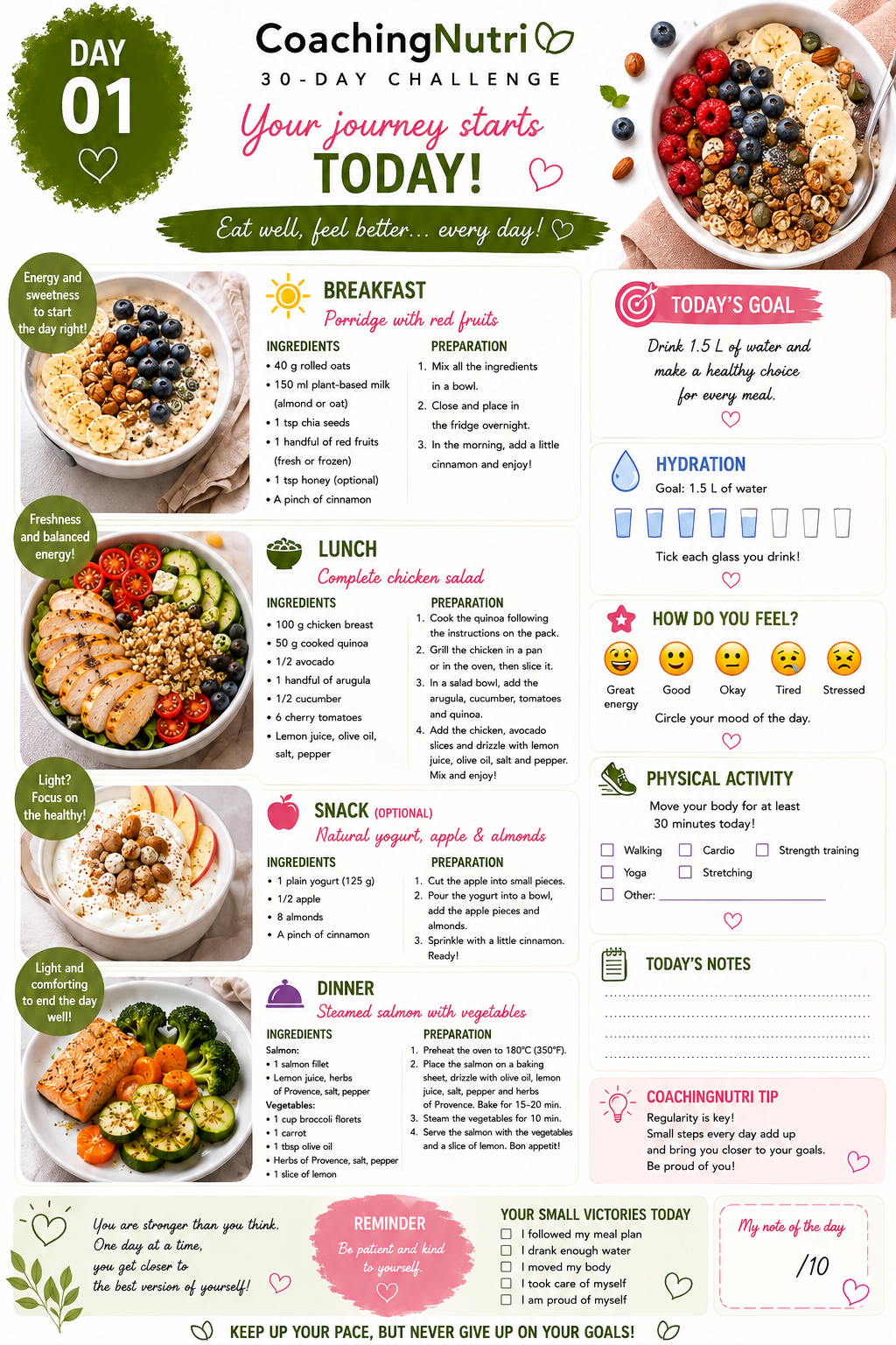 🌿 Pack CoachingNutri – Challenge 30 Jours + Rééquilibrage Alimentaire