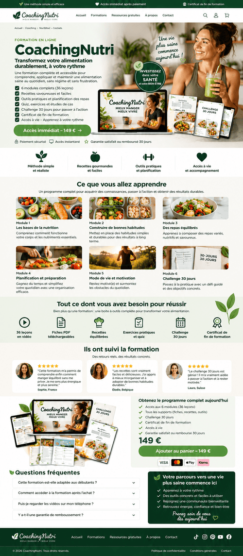 Formation Nutrition en ligne | 6 modules | CoachingNutri - Coaching Nutri