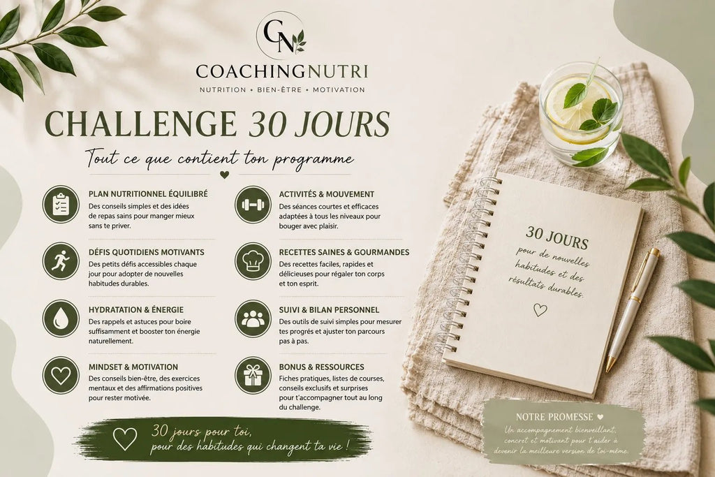 🌿 Pack CoachingNutri – Challenge 30 Jours + Rééquilibrage Alimentaire - Coaching Nutri